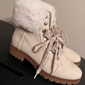 White Leather Fur Lined Boots